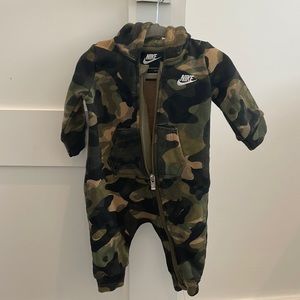 3 month Nike army print hooded onesie